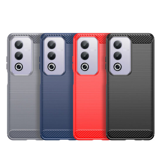 Oppo A80 5G Hoesje - MobyDefend TPU Backcover - Geborstelde Metaal &amp; Carbon-Look - Zwart