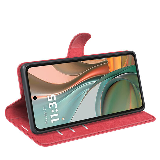 Motorola Moto G75 Hoesje - MobyDefend Kunstleren Wallet Book Case (Sluiting Voorkant) - Rood