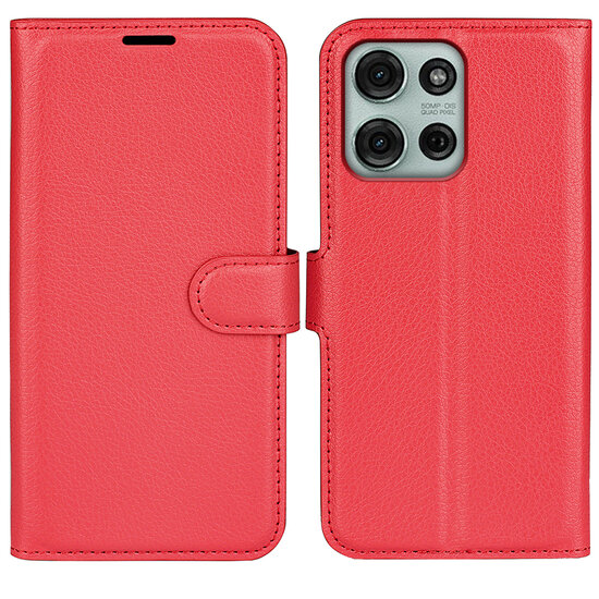 Motorola Moto G75 Hoesje - MobyDefend Kunstleren Wallet Book Case (Sluiting Voorkant) - Rood