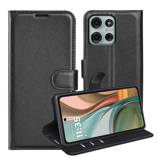 Motorola Moto G75 Hoesje - MobyDefend Kunstleren Wallet Book Case (Sluiting Voorkant) - Zwart