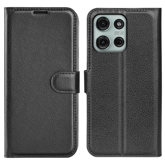 Motorola Moto G75 Hoesje - MobyDefend Kunstleren Wallet Book Case (Sluiting Voorkant) - Zwart