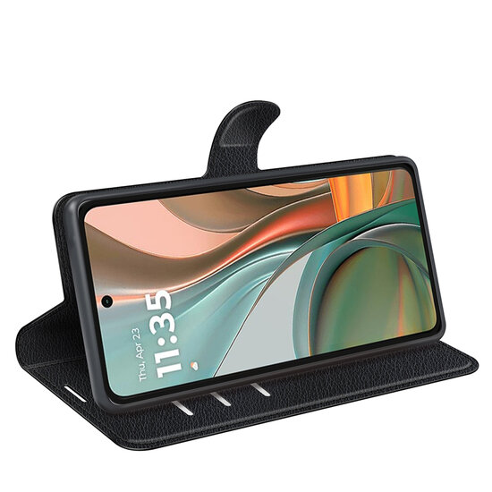 Motorola Moto G75 Hoesje - MobyDefend Kunstleren Wallet Book Case (Sluiting Voorkant) - Zwart