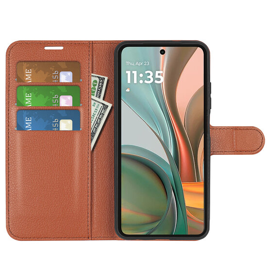 Motorola Moto G75 Hoesje - MobyDefend Kunstleren Wallet Book Case (Sluiting Voorkant) - Bruin