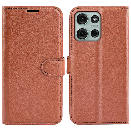 Motorola Moto G75 Hoesje - MobyDefend Kunstleren Wallet Book Case (Sluiting Voorkant) - Bruin