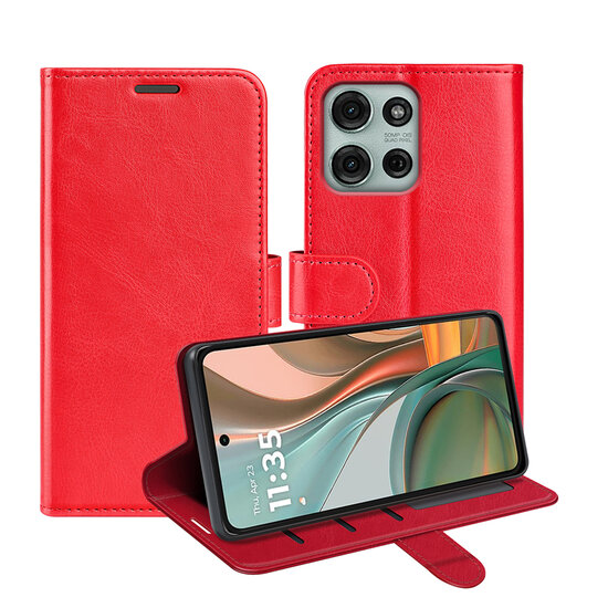 Motorola Moto G75 Hoesje - MobyDefend Wallet Book Case (Sluiting Achterkant) - Rood