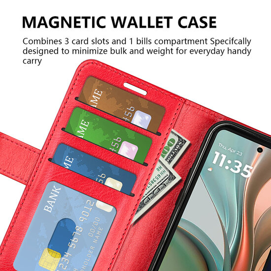 Motorola Moto G75 Hoesje - MobyDefend Wallet Book Case (Sluiting Achterkant) - Bruin