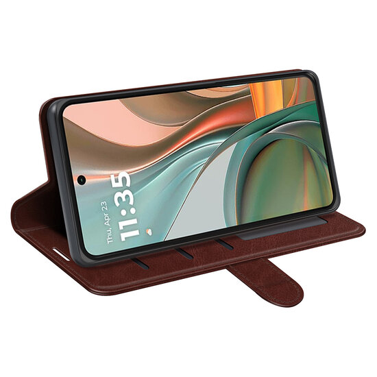 Motorola Moto G75 Hoesje - MobyDefend Wallet Book Case (Sluiting Achterkant) - Bruin