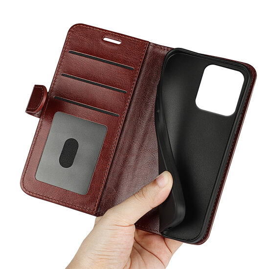 Motorola Moto G75 Hoesje - MobyDefend Wallet Book Case (Sluiting Achterkant) - Bruin