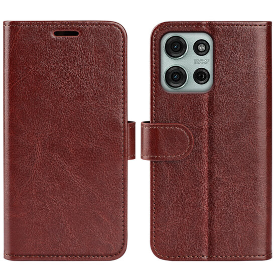 Motorola Moto G75 Hoesje - MobyDefend Wallet Book Case (Sluiting Achterkant) - Bruin