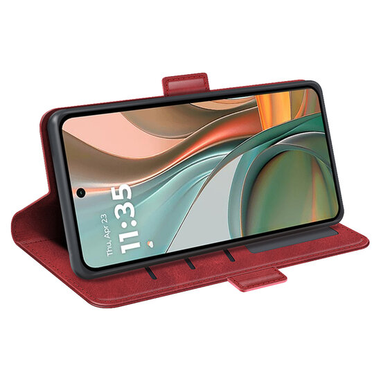 Motorola Moto G75 Hoesje - MobyDefend Luxe Wallet Book Case (Sluiting Zijkant) - Rood
