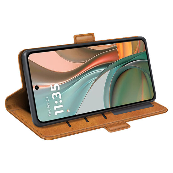 Motorola Moto G75 Hoesje - MobyDefend Luxe Wallet Book Case (Sluiting Zijkant) - Lichtbruin