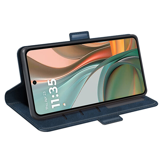 Motorola Moto G75 Hoesje - MobyDefend Luxe Wallet Book Case (Sluiting Zijkant) - Blauw