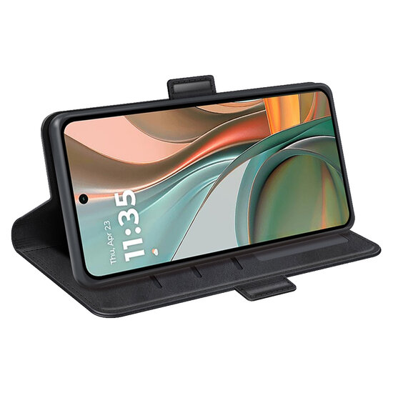 Motorola Moto G75 Hoesje - MobyDefend Luxe Wallet Book Case (Sluiting Zijkant) - Zwart