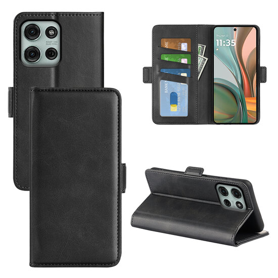 Motorola Moto G75 Hoesje - MobyDefend Luxe Wallet Book Case (Sluiting Zijkant) - Zwart
