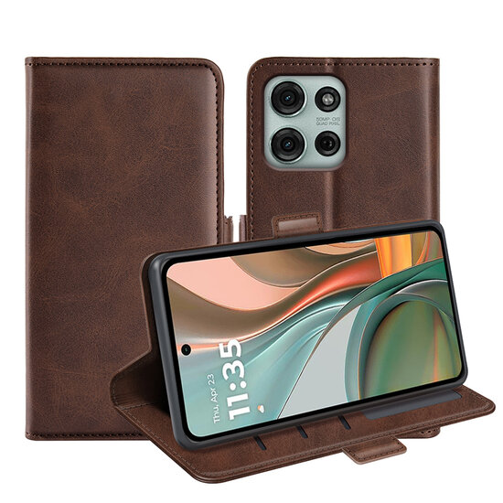 Motorola Moto G75 Hoesje - MobyDefend Luxe Wallet Book Case (Sluiting Zijkant) - Bruin
