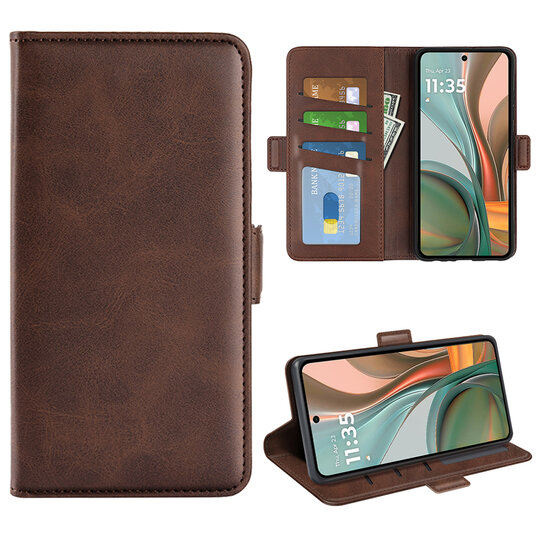 Motorola Moto G75 Hoesje - MobyDefend Luxe Wallet Book Case (Sluiting Zijkant) - Bruin