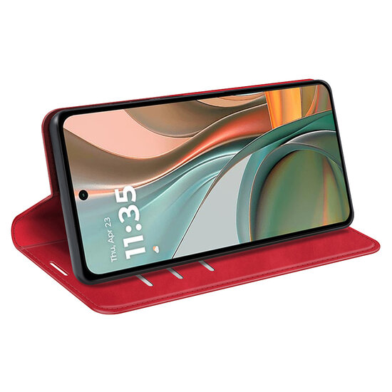 Motorola Moto G75 Hoesje - MobyDefend Luxe Wallet Bookcase (Magnetische Sluiting) - Rood