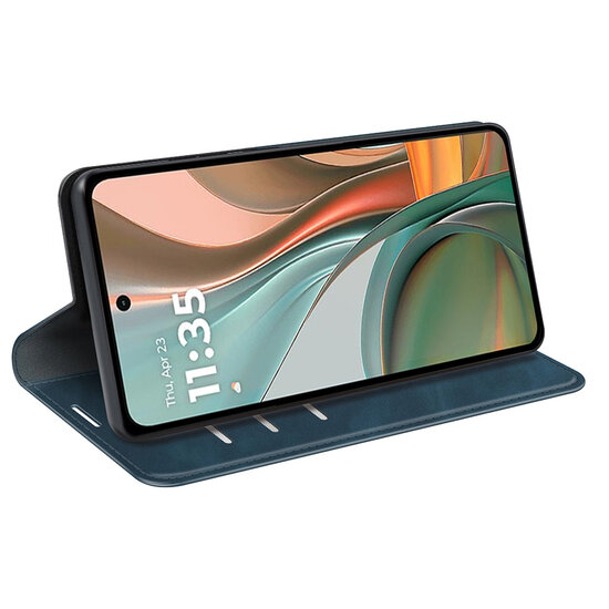 Motorola Moto G75 Hoesje - MobyDefend Luxe Wallet Bookcase (Magnetische Sluiting) - Blauw