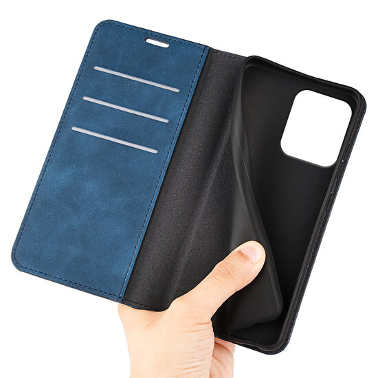 Motorola Moto G75 Hoesje - MobyDefend Luxe Wallet Bookcase (Magnetische Sluiting) - Blauw