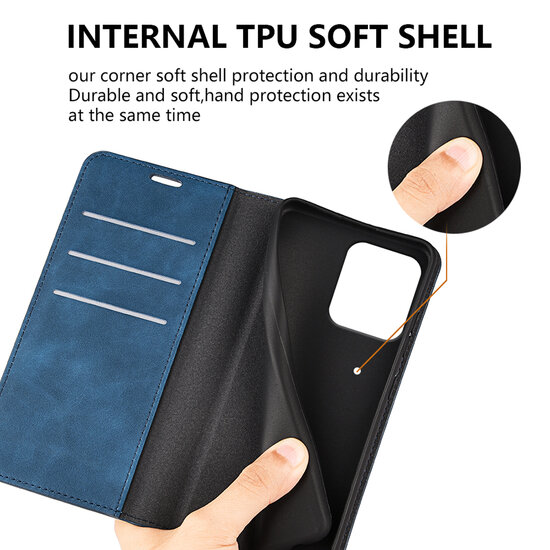 Motorola Moto G75 Hoesje - MobyDefend Luxe Wallet Bookcase (Magnetische Sluiting) - Zwart