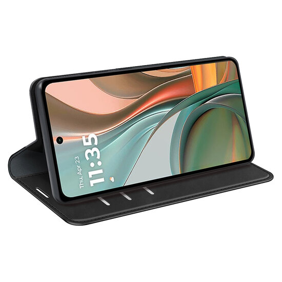 Motorola Moto G75 Hoesje - MobyDefend Luxe Wallet Bookcase (Magnetische Sluiting) - Zwart