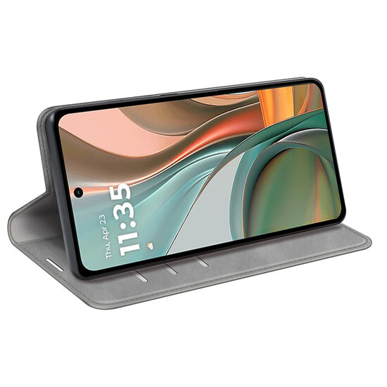 Motorola Moto G75 Hoesje - MobyDefend Luxe Wallet Bookcase (Magnetische Sluiting) - Grijs
