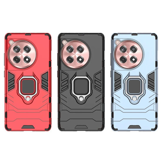 OnePlus 12R Hoesje - MobyDefend Dubbelgelaagde Pantsercase Met Standaard - Rood