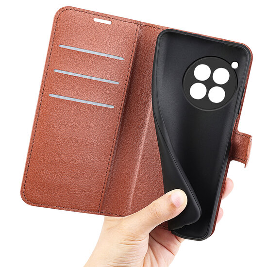 OnePlus 12R Hoesje - MobyDefend Kunstleren Wallet Book Case (Sluiting Voorkant) - Bruin