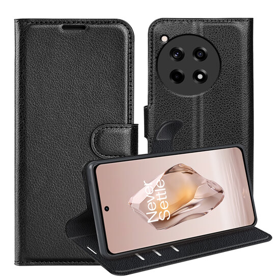 OnePlus 12R Hoesje - MobyDefend Kunstleren Wallet Book Case (Sluiting Voorkant) - Zwart