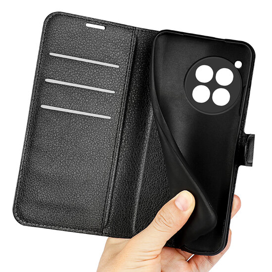 OnePlus 12R Hoesje - MobyDefend Kunstleren Wallet Book Case (Sluiting Voorkant) - Zwart