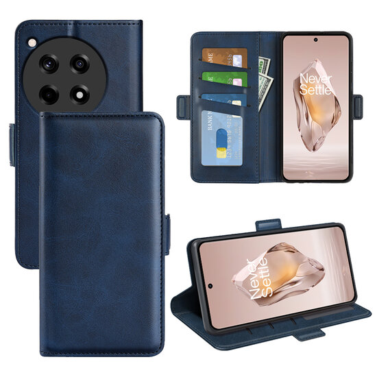 OnePlus 12R Hoesje - MobyDefend Luxe Wallet Book Case (Sluiting Zijkant) - Blauw
