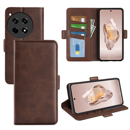 OnePlus 12R Hoesje - MobyDefend Luxe Wallet Book Case (Sluiting Zijkant) - Bruin