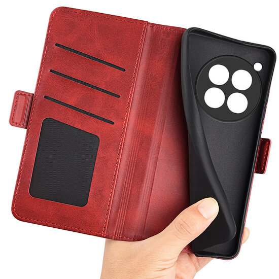 OnePlus 12R Hoesje - MobyDefend Luxe Wallet Book Case (Sluiting Zijkant) - Rood