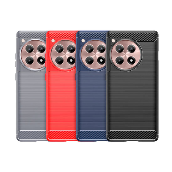 OnePlus 12R Hoesje - MobyDefend TPU Backcover - Geborstelde Metaal &amp; Carbon-Look - Zwart