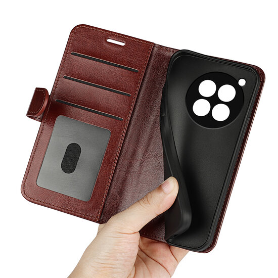 OnePlus 12R Hoesje - MobyDefend Wallet Book Case (Sluiting Achterkant) - Bruin