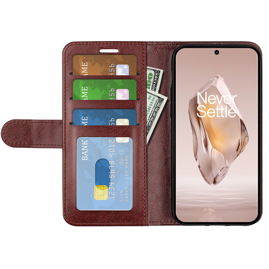 OnePlus 12R Hoesje - MobyDefend Wallet Book Case (Sluiting Achterkant) - Bruin