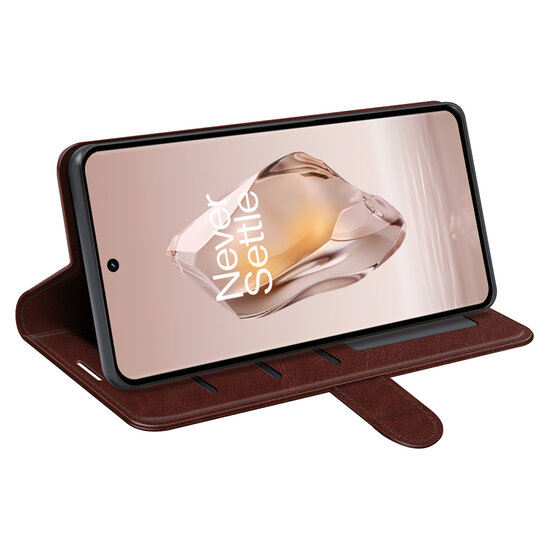 OnePlus 12R Hoesje - MobyDefend Wallet Book Case (Sluiting Achterkant) - Bruin