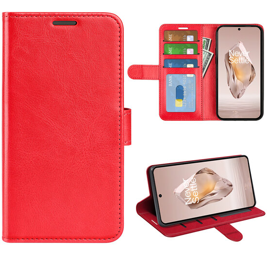 OnePlus 12R Hoesje - MobyDefend Wallet Book Case (Sluiting Achterkant) - Rood