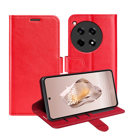 OnePlus 12R Hoesje - MobyDefend Wallet Book Case (Sluiting Achterkant) - Rood