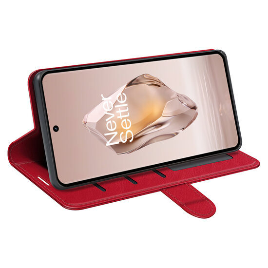 OnePlus 12R Hoesje - MobyDefend Wallet Book Case (Sluiting Achterkant) - Rood