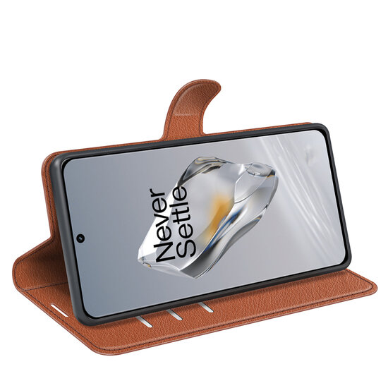 OnePlus 12 Hoesje - MobyDefend Kunstleren Wallet Book Case (Sluiting Voorkant) - Bruin