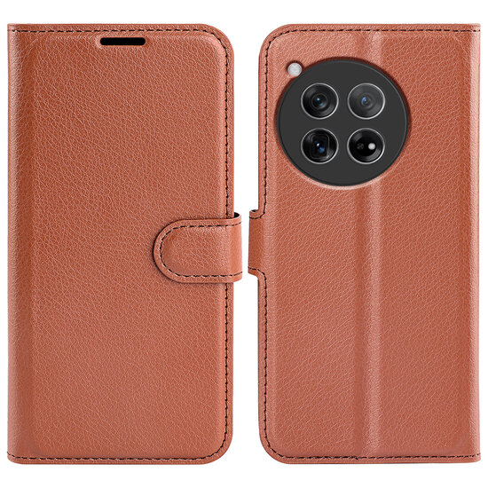 OnePlus 12 Hoesje - MobyDefend Kunstleren Wallet Book Case (Sluiting Voorkant) - Bruin