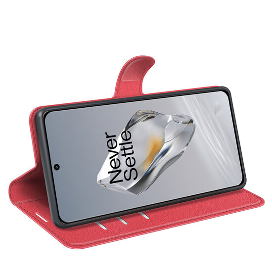 OnePlus 12 Hoesje - MobyDefend Kunstleren Wallet Book Case (Sluiting Voorkant) - Rood