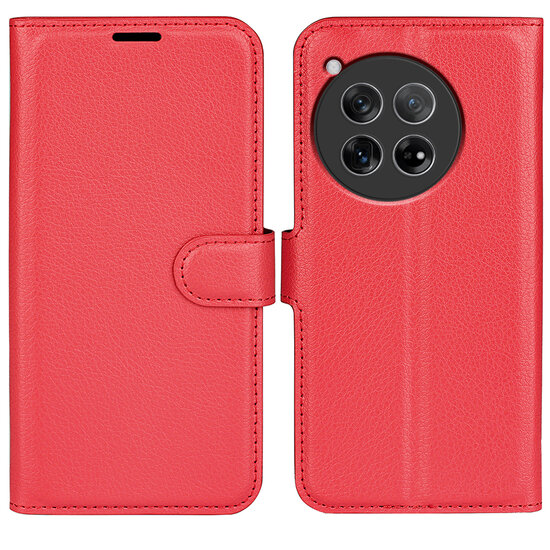 OnePlus 12 Hoesje - MobyDefend Kunstleren Wallet Book Case (Sluiting Voorkant) - Rood