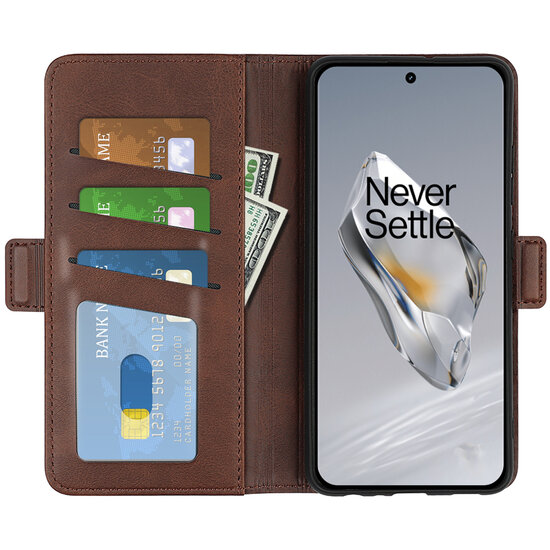 OnePlus 12 Hoesje - MobyDefend Luxe Wallet Book Case (Sluiting Zijkant) - Bruin