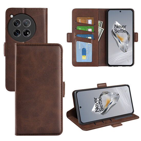 OnePlus 12 Hoesje - MobyDefend Luxe Wallet Book Case (Sluiting Zijkant) - Bruin