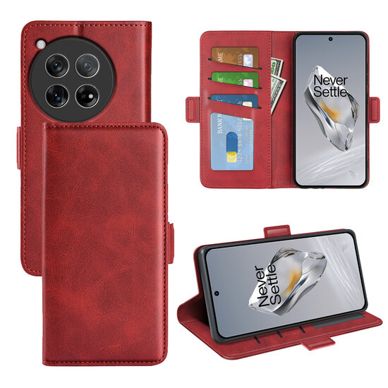 OnePlus 12 Hoesje - MobyDefend Luxe Wallet Book Case (Sluiting Zijkant) - Rood