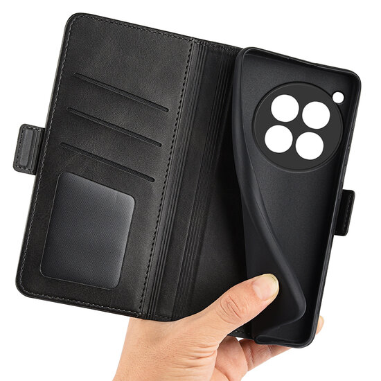 OnePlus 12 Hoesje - MobyDefend Luxe Wallet Book Case (Sluiting Zijkant) - Zwart