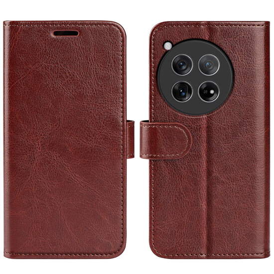 OnePlus 12 Hoesje - MobyDefend Wallet Book Case (Sluiting Achterkant) - Bruin