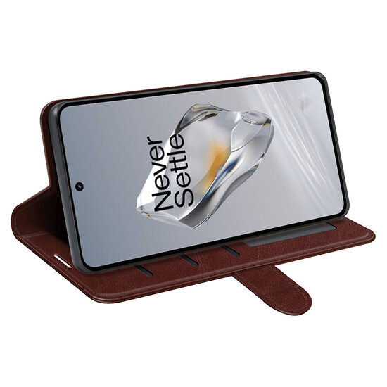 OnePlus 12 Hoesje - MobyDefend Wallet Book Case (Sluiting Achterkant) - Bruin